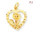 14K Gold Rose In Heart Charm