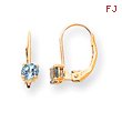 14K Gold Round December Blue Topaz Leverback Earrings