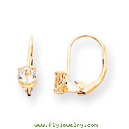 14K Gold Round March Aquamarine Leverback  Earrings