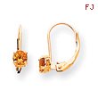 14K Gold Round November Citrine Leverback Earrings