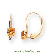 14K Gold Round November Citrine Leverback Earrings