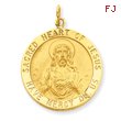 14K Gold Sacred Heart of Jesus Medal Pendant