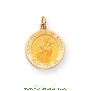 14K Gold Saint Francis of Assisi Medal Charm