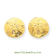 14K Gold Sand Dollar Post Earrings