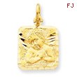 14K Gold Satin & Diamond -Cut Angel Charm