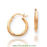 14K Gold Satin & Diamond-Cut 2.5x20mm Round Hoop Earrings