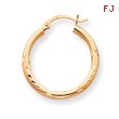 14K Gold Satin & Diamond-Cut 2.5x25mm Round Hoop Earrings