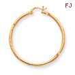 14K Gold Satin & Diamond-Cut 2x40mm Round Tube Hoop Earrings