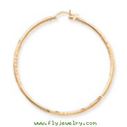 14K Gold Satin & Diamond-Cut 2x60mm Round Tube Hoop Earrings