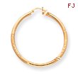 14K Gold Satin & Diamond-Cut 3x50mm Round Hoop Earrings