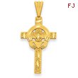 14K Gold Satin & Diamond-Cut Claddagh Cross Pendant