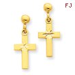 14K Gold Satin & Diamond-Cut Cross Earrings