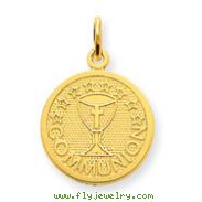14K Gold Satin & Polished Communion Charm