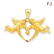 14K Gold Satin Angels Heart Pendant