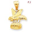 14K Gold Satin Diamond-cut 3-Dimensional Honey Bee Pendant