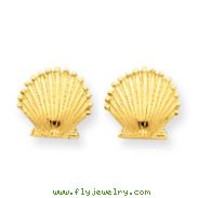 14K Gold Scallop Shell Post Earrings