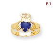 14K Gold September Birthstone Claddagh Ring