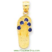 14K Gold September CZ Birthstone Flip Flop Pendant