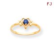 14K Gold September Sapphire Birthstone Heart Ring