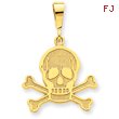 14K Gold Skull & Bones Pendant