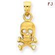 14K Gold Skull And Cross Bones Pendant