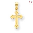 14K Gold Small Budded Cross Charm