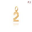 14K Gold Small Diamond-Cut Number 2 Charm