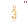 14k Gold Small Diamond-Cut Number 3 Charm