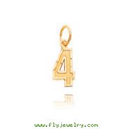 14K Gold Small Diamond-Cut Number 4 Charm