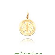 14K Gold Small High Polish EMT Medical Pendant