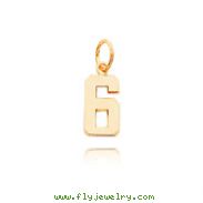 14K Gold Small Polished Number 6 Charm