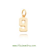 14K Gold Small Polished Number 9 Charm