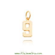 14K Gold Small Polished Number 9 Charm