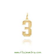 14K Gold Small Satin Number 3 Charm