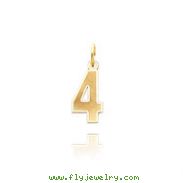 14K Gold Small Satin Number 4 Charm