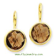 14K Gold Smokey Quartz Earrings