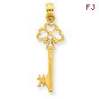 14K Gold Solid Polished 3-Dimensional Key Charm