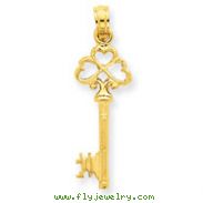 14K Gold Solid Polished 3-Dimensional Key Charm