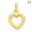 14K Gold Solid Polished Flat-Backed Heart Charm