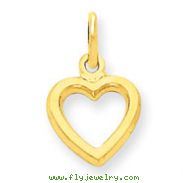 14K Gold Solid Polished Flat-Backed Heart Charm