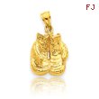 14K Gold Solid Polished Open-Backed Boxing Gloves Pendant