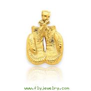 14K Gold Solid Polished Open-Backed Boxing Gloves Pendant