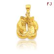 14K Gold Solid Polished Open-Backed Boxing Gloves Pendant