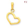 14K Gold Solid Polished Plain Heart Pendant