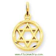 14K Gold Solid Polished Star Of David Charm