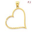 14K Gold Solid Satin Diamond-Cut Large Reversible Heart Pendant