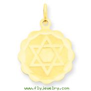 14K Gold Solid Star of David Disc Charm