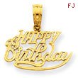 14K Gold Solid Talking Happy Birthday Pendant
