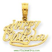 14K Gold Solid Talking Happy Birthday Pendant