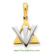 14K Gold Star of David With Shin Charm